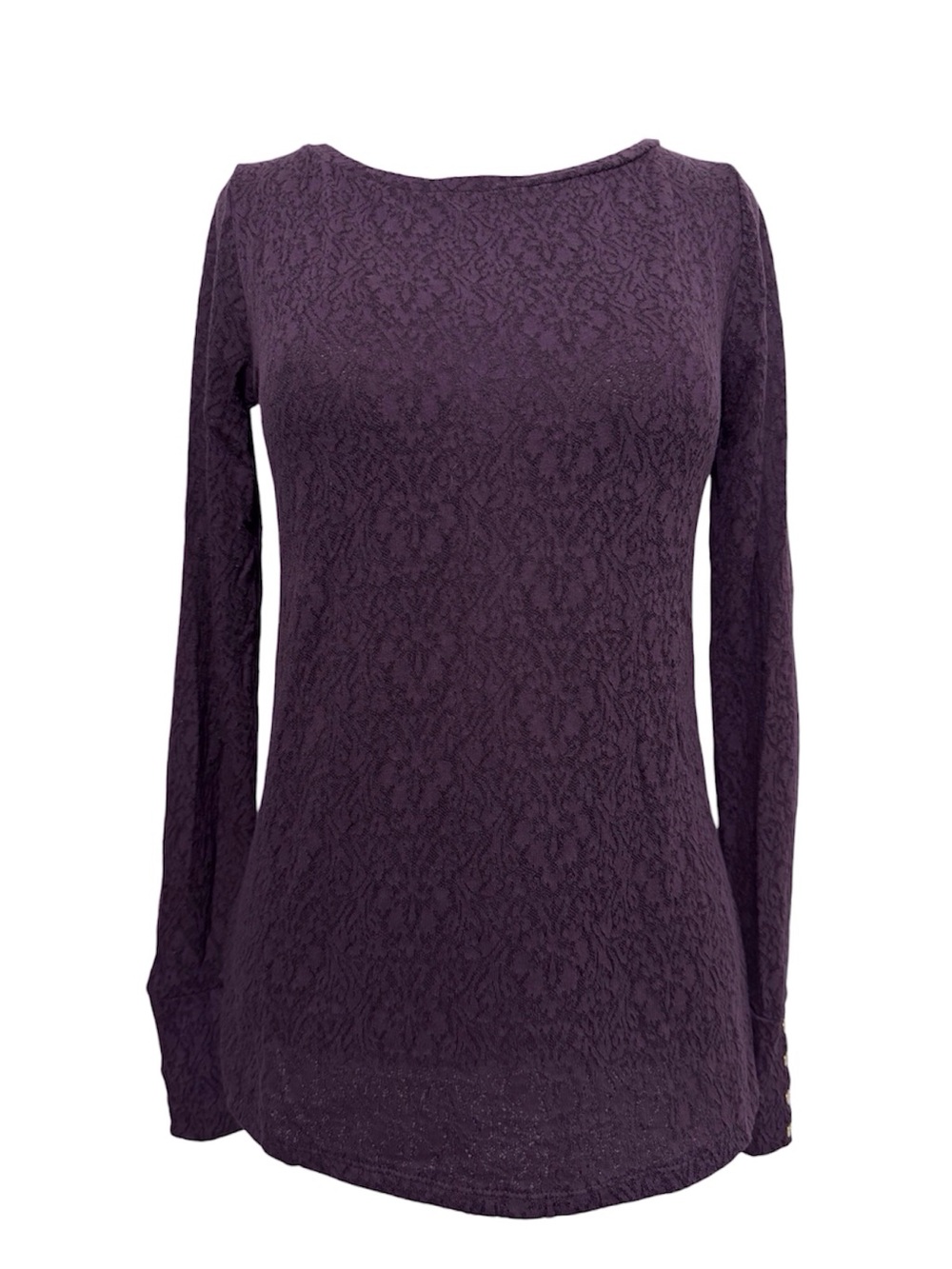 Loft Purple Lace Long Sleeve Blouse Accent Buttons Size XSMALL